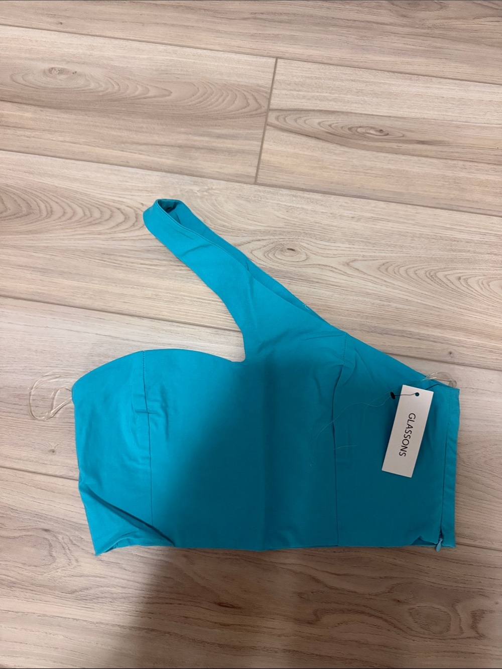 Glassons Turquoise One-Shoulder Crop Top